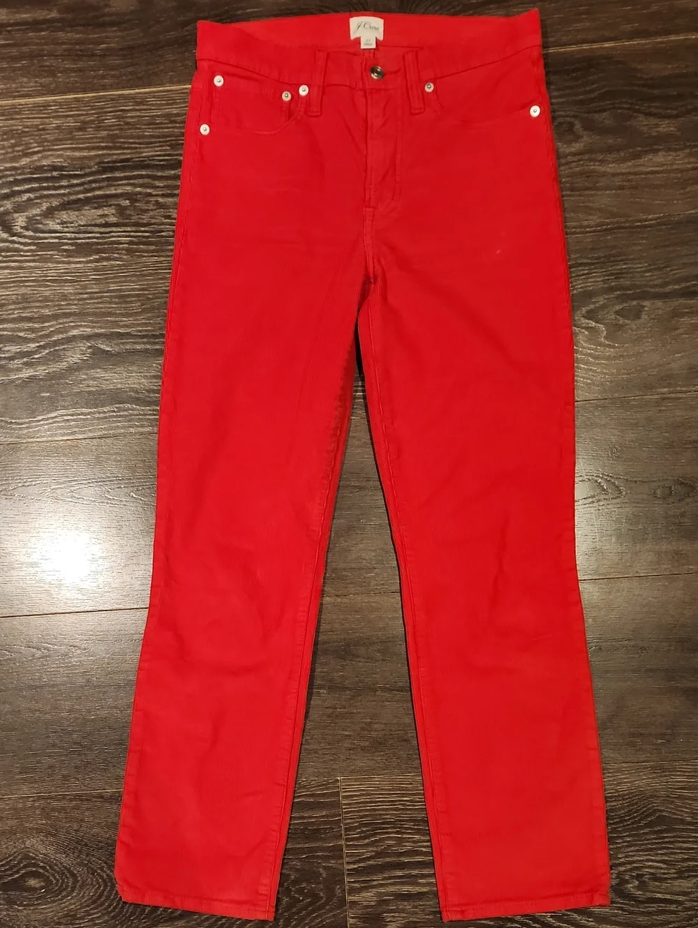 ❤️ J CREW HIGH RISE VINTAGE SLIM STRAIGHT CORDUROY PANTS / JEANS, RED, 4 (27)